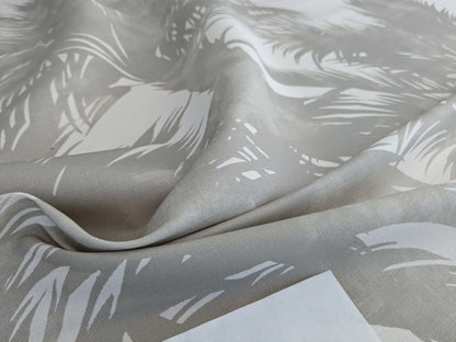By yard Scalamandre Grey Watkins Palm Print Grey White Huge Leaf Botanical Foliage Tropical Linen Cotton MSRP USD 338/y