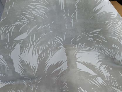 By yard Scalamandre Grey Watkins Palm Print Grey White Huge Leaf Botanical Foliage Tropical Linen Cotton MSRP USD 338/y