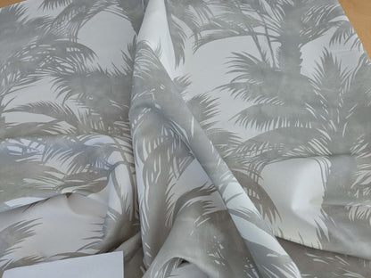 By yard Scalamandre Grey Watkins Palm Print Grey White Huge Leaf Botanical Foliage Tropical Linen Cotton MSRP USD 338/y