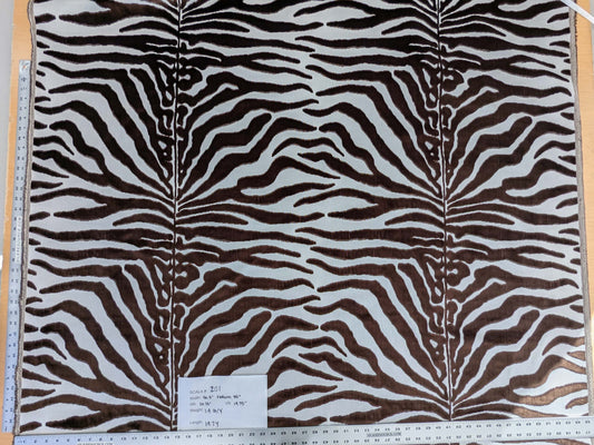 By yard Scalamandre El Morocco Espresso Zebra Silk Velvet White Brown Black Safari MSRP USD 498/y