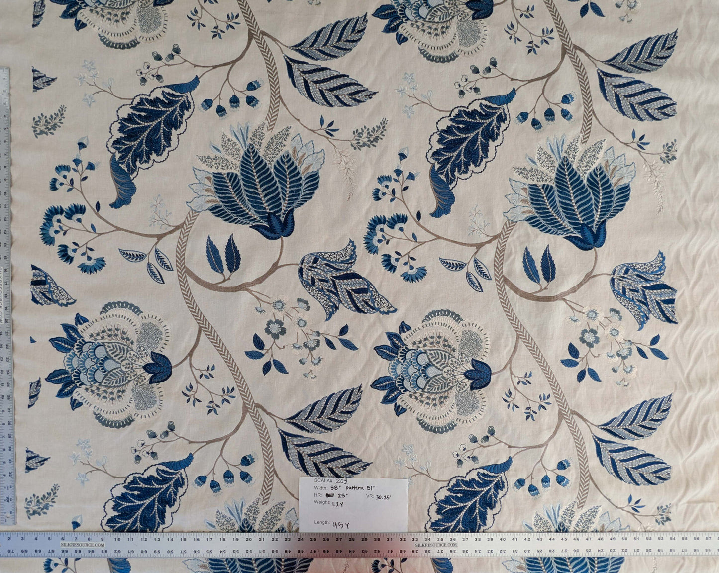 By yard Scalamandre Palampore Embroidery Porcelain Blue White Jacobean Tree of Life MSRP USD432/y