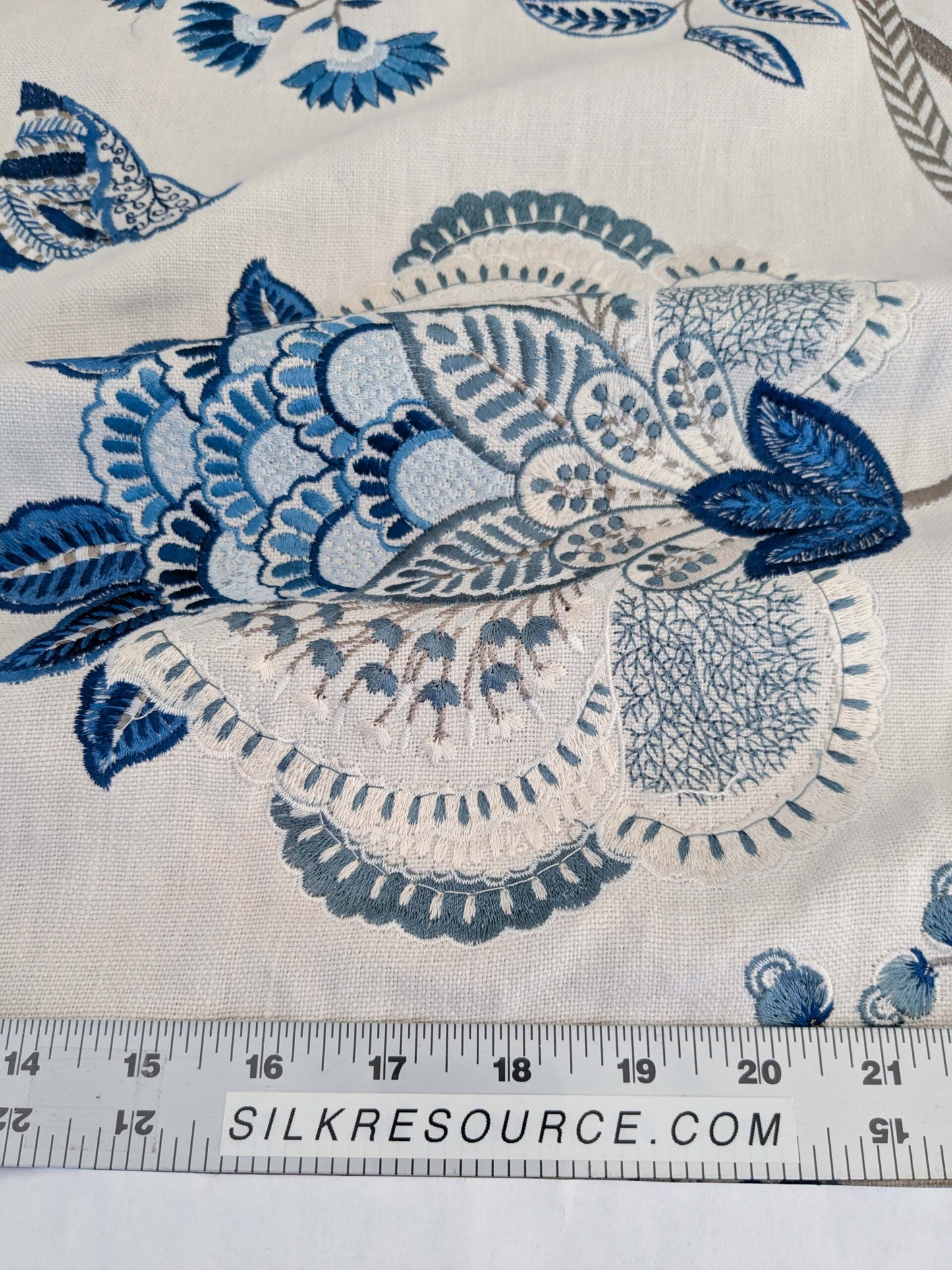 By yard Scalamandre Palampore Embroidery Porcelain Blue White Jacobean Tree of Life MSRP USD432/y
