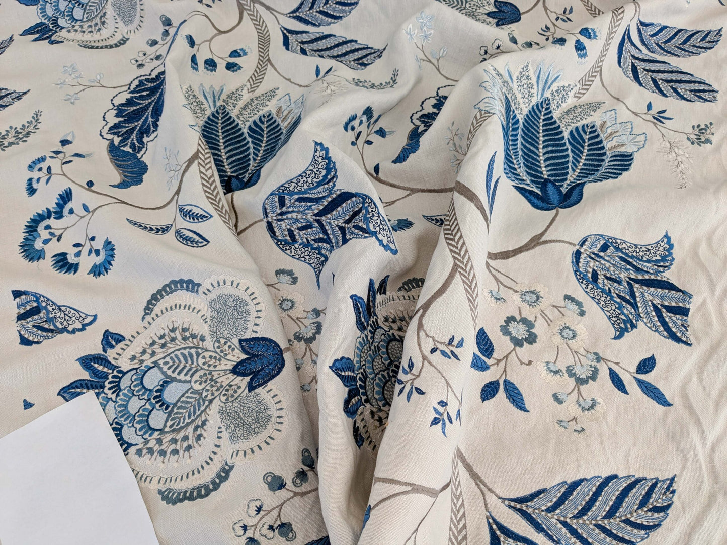 By yard Scalamandre Palampore Embroidery Porcelain Blue White Jacobean Tree of Life MSRP USD432/y