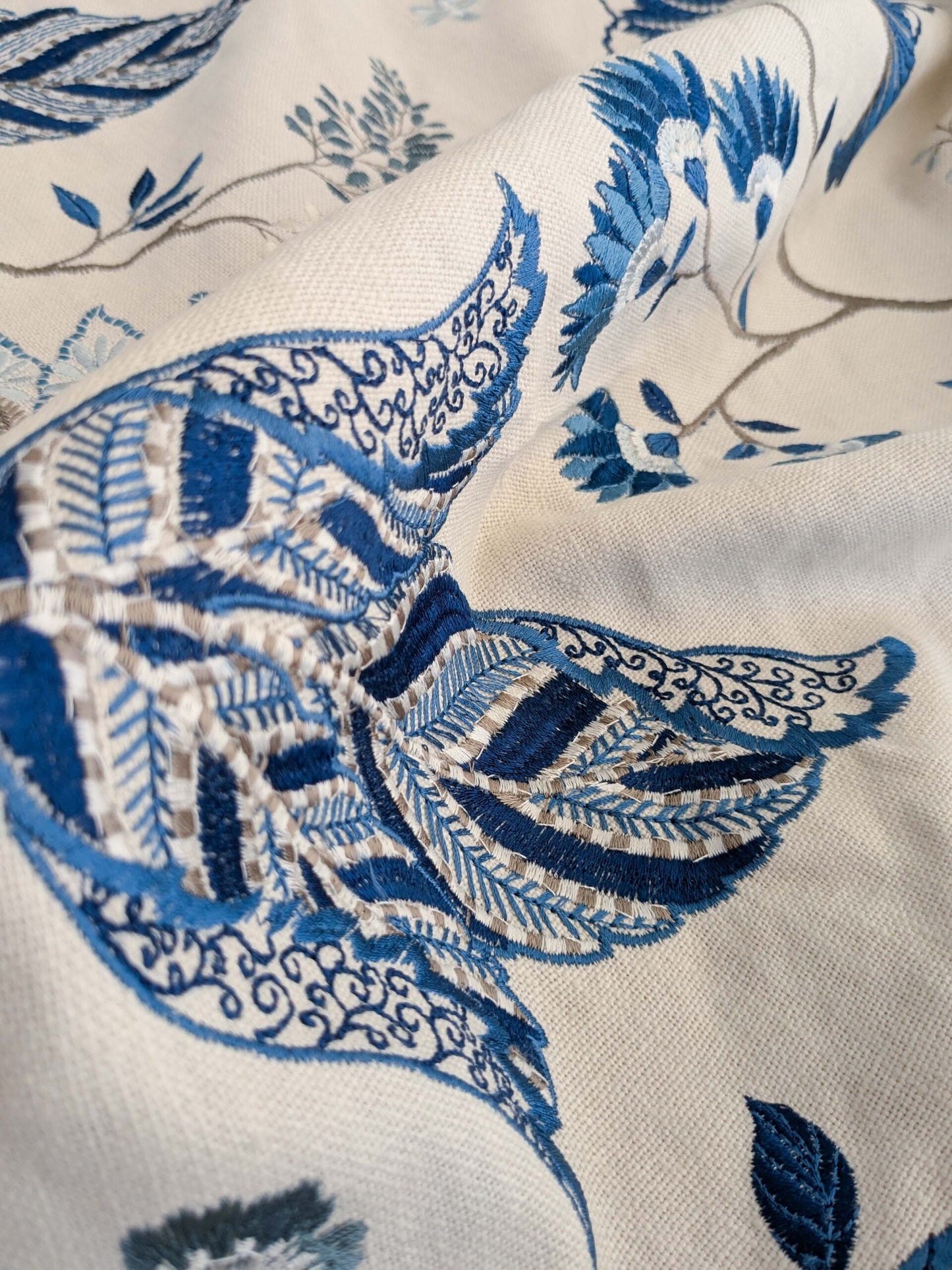By yard Scalamandre Palampore Embroidery Porcelain Blue White Jacobean Tree of Life MSRP USD432/y