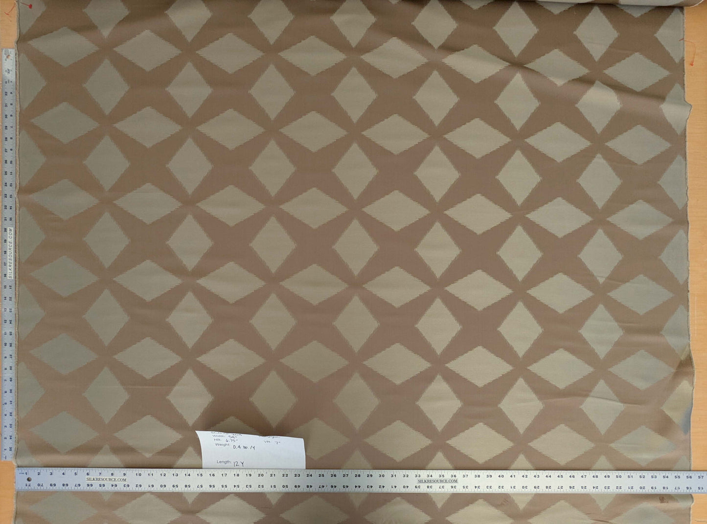 By yard Scalamandre Polygon Taupe Brown Silk Cotton Lattice Diamond Geometric MSRP USD260/y
