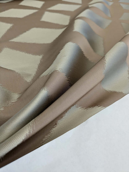 By yard Scalamandre Polygon Taupe Brown Silk Cotton Lattice Diamond Geometric MSRP USD260/y