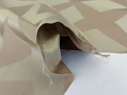 By yard Scalamandre Polygon Taupe Brown Silk Cotton Lattice Diamond Geometric MSRP USD260/y