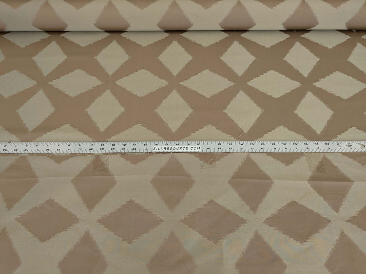 By yard Scalamandre Polygon Taupe Brown Silk Cotton Lattice Diamond Geometric MSRP USD260/y