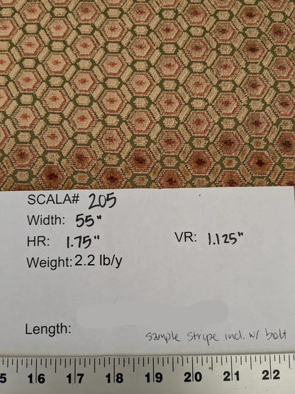 0.3 yards Scalamandre Old World Weavers Manet Green Brown Beige Velvet Viscose Small Scales Geometric MSRP USD570/y