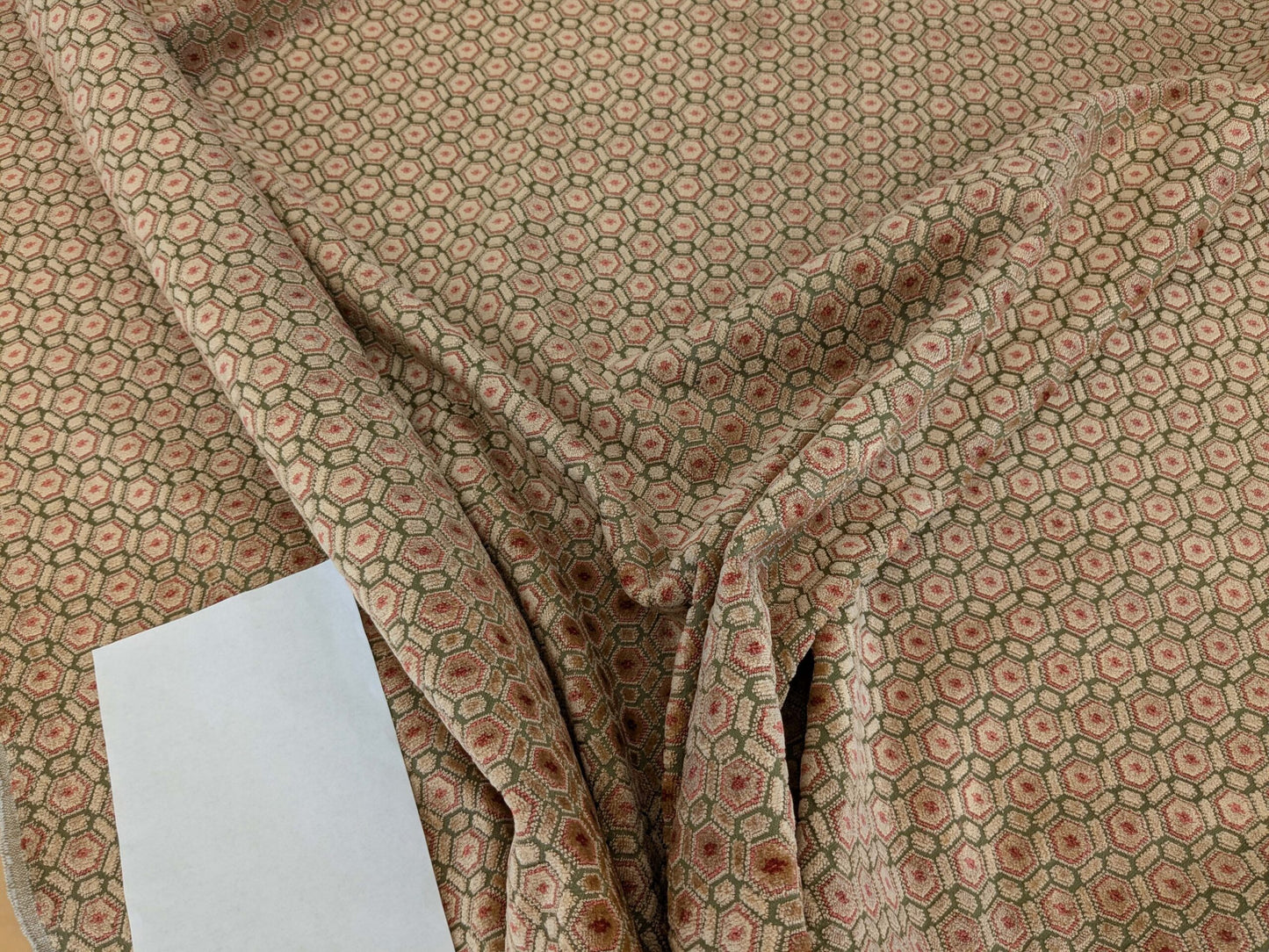 By yard Scalamandre Old World Weavers Manet Green Brown Beige Velvet Viscose Small Scales Geometric MSRP USD570/y