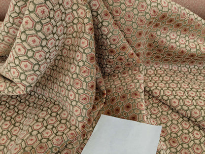 By yard Scalamandre Old World Weavers Manet Green Brown Beige Velvet Viscose Small Scales Geometric MSRP USD570/y