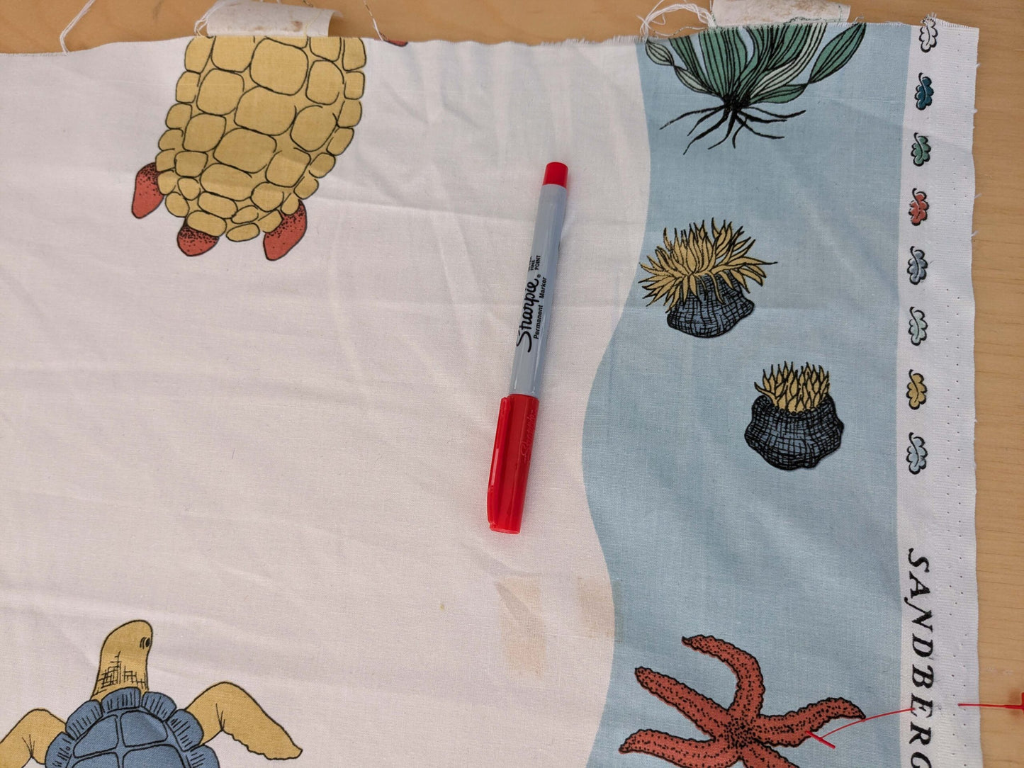 3.25yards Scalamandre Old World Weavers Teodor Sandberge Printed Fabric Turtle Stripe Blue White