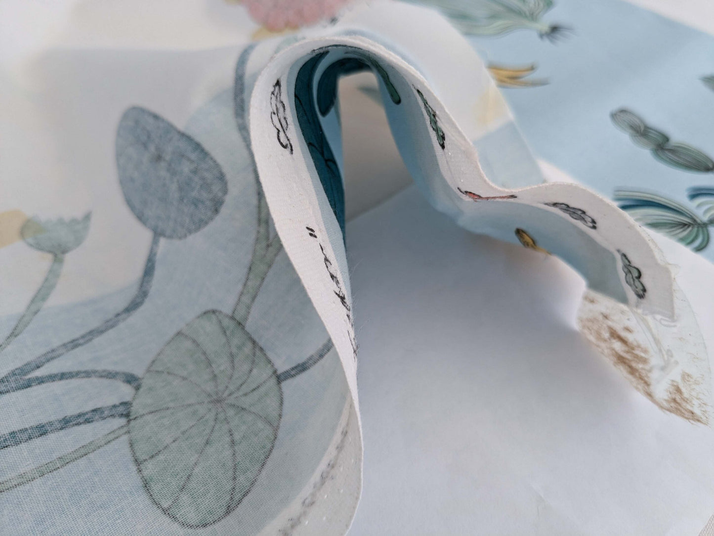 3.25yards Scalamandre Old World Weavers Teodor Sandberge Printed Fabric Turtle Stripe Blue White