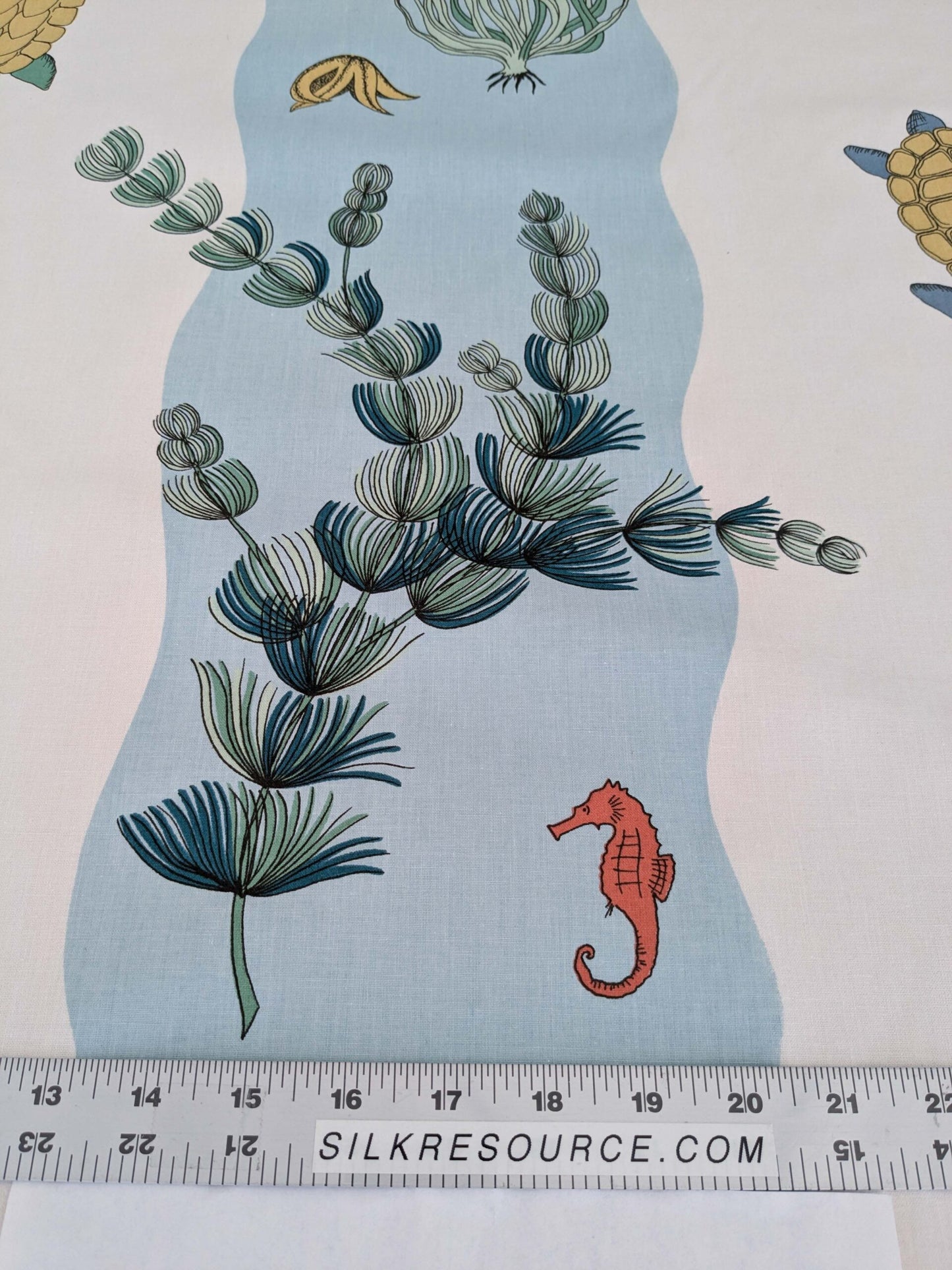 3.25yards Scalamandre Old World Weavers Teodor Sandberge Printed Fabric Turtle Stripe Blue White