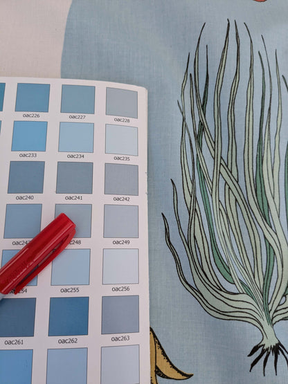 3.25yards Scalamandre Old World Weavers Teodor Sandberge Printed Fabric Turtle Stripe Blue White