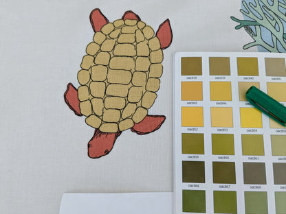 3.25yards Scalamandre Old World Weavers Teodor Sandberge Printed Fabric Turtle Stripe Blue White