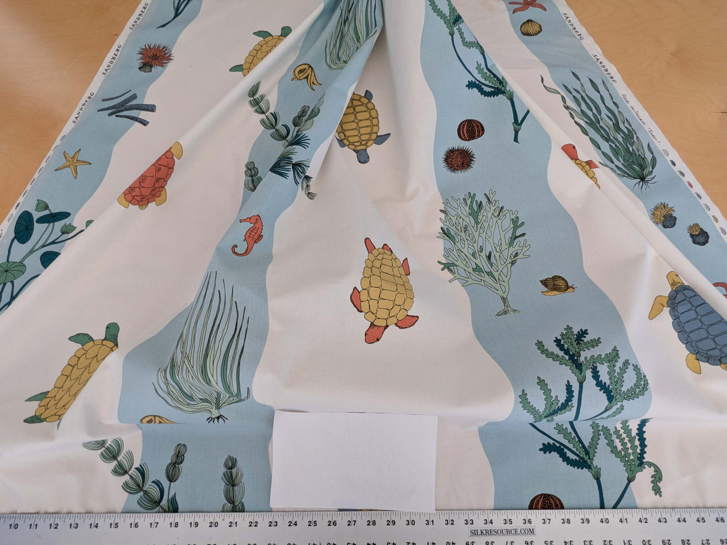 3.25yards Scalamandre Old World Weavers Teodor Sandberge Printed Fabric Turtle Stripe Blue White