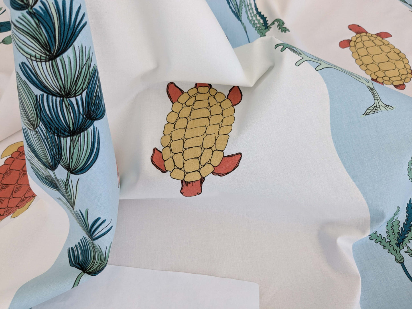 3.25yards Scalamandre Old World Weavers Teodor Sandberge Printed Fabric Turtle Stripe Blue White