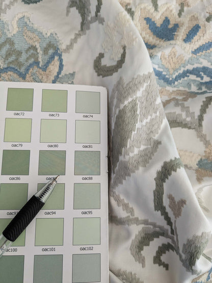 By yard Scalamandre Cream Blue Garden Harmony Embroidered Floral Peony Heavy MSRP USD 300+/Y