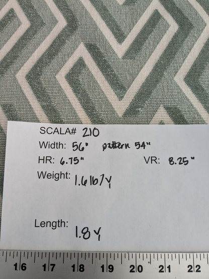 1.8yards Scalamandre Maze Velvet Sage Green White Lattice Geometric Cotton Linen MSRP USD 572/y