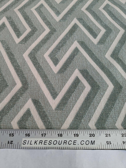 1.8yards Scalamandre Maze Velvet Sage Green White Lattice Geometric Cotton Linen MSRP USD 572/y