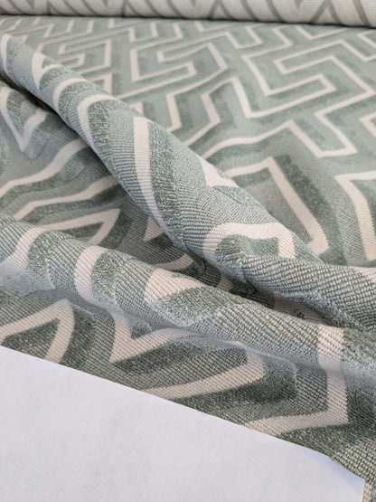 1.8yards Scalamandre Maze Velvet Sage Green White Lattice Geometric Cotton Linen MSRP USD 572/y