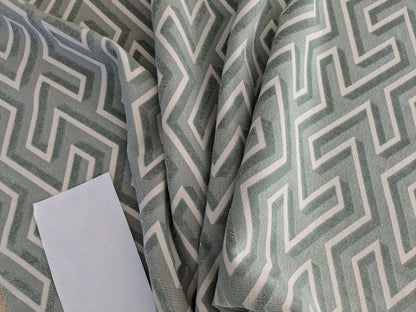 1.8yards Scalamandre Maze Velvet Sage Green White Lattice Geometric Cotton Linen MSRP USD 572/y