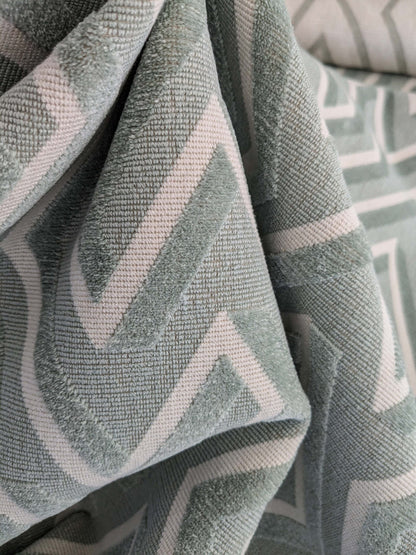 1.8yards Scalamandre Maze Velvet Sage Green White Lattice Geometric Cotton Linen MSRP USD 572/y