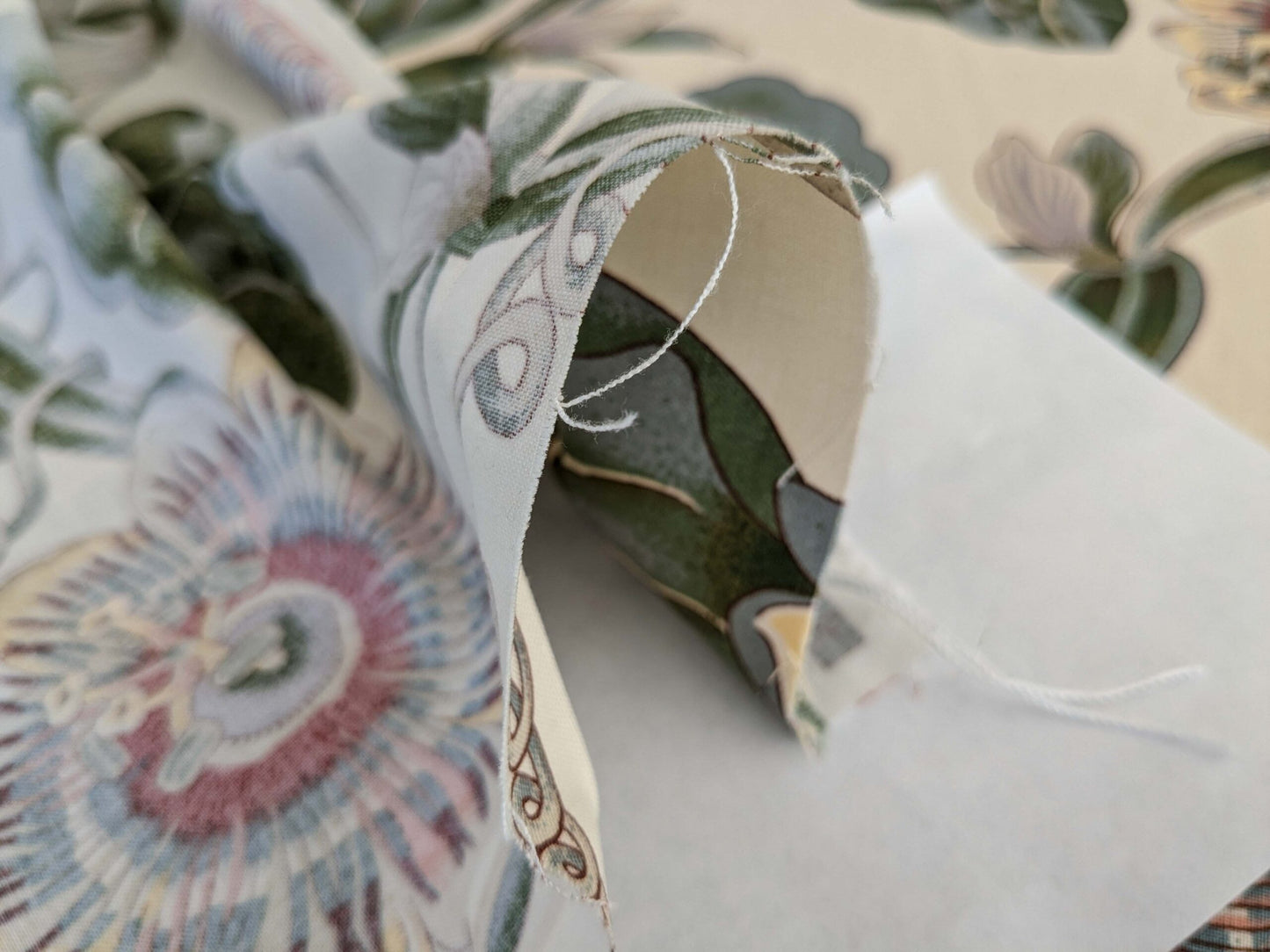 by yard Scalamandre Vintage-Inspired Passion flower Print Chintz Red Green Soft Beige Botanical Large Pattern