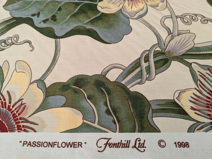 by yard Scalamandre Vintage-Inspired Passion flower Print Chintz Red Green Soft Beige Botanical Large Pattern