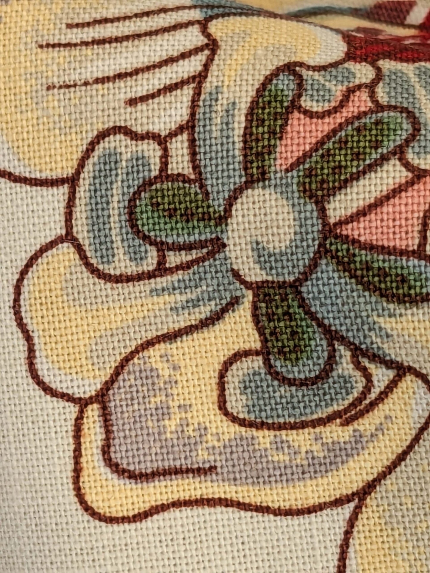 by yard Scalamandre Vintage-Inspired Passion flower Print Chintz Red Green Soft Beige Botanical Large Pattern