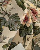 by yard Scalamandre Vintage-Inspired Passion flower Print Chintz Red Green Soft Beige Botanical Large Pattern