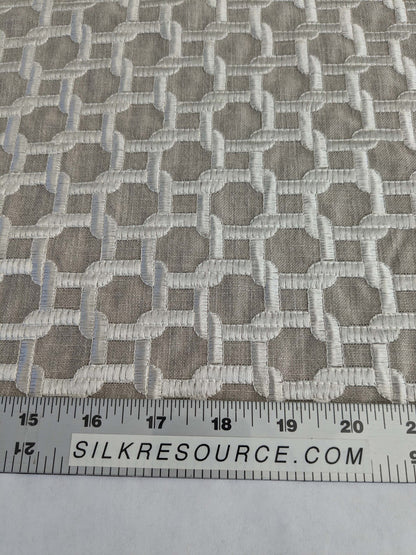 2.1yards Scalamandre Tapestry of Geometric Intricate Latticework Link of Life Design in Neutral Tones