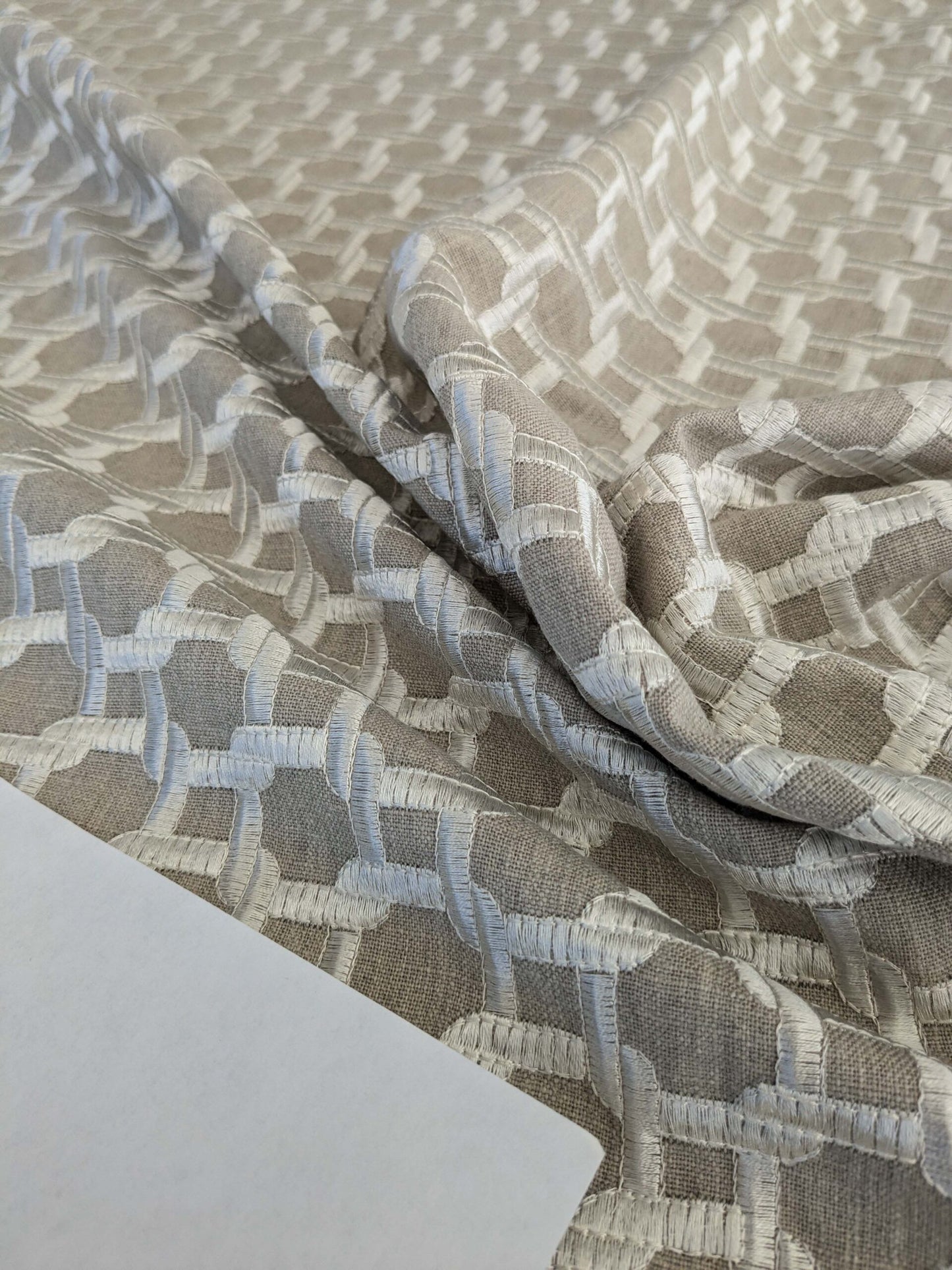 2.1yards Scalamandre Tapestry of Geometric Intricate Latticework Link of Life Design in Neutral Tones