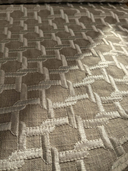2.1yards Scalamandre Tapestry of Geometric Intricate Latticework Link of Life Design in Neutral Tones