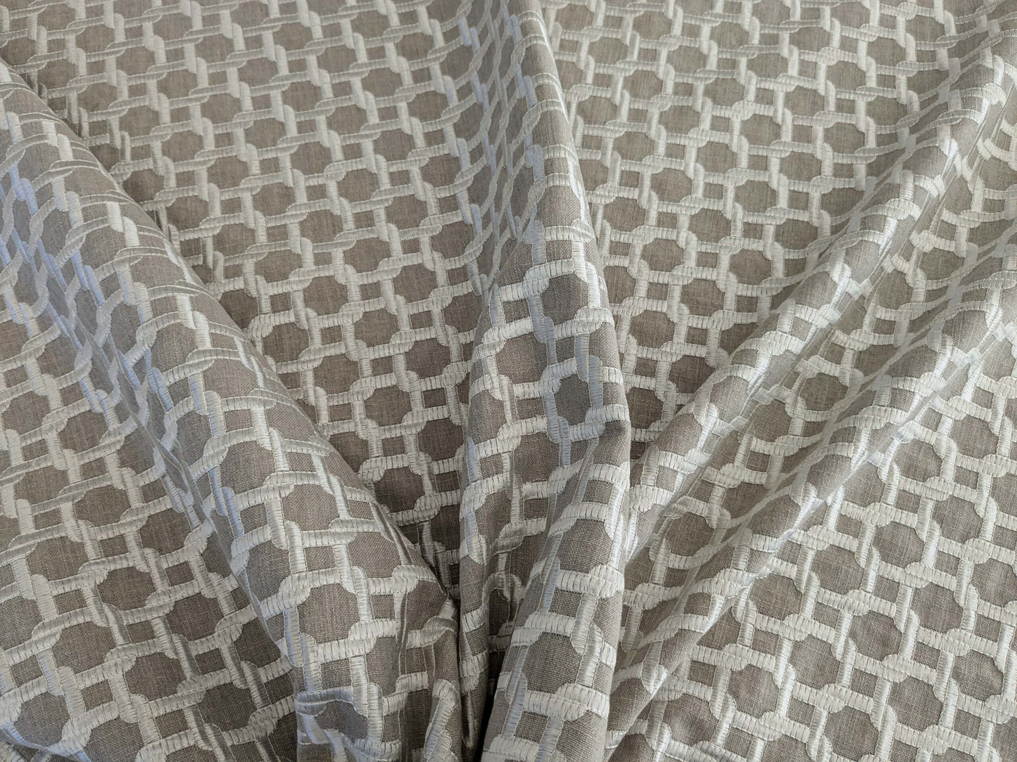 2.1yards Scalamandre Tapestry of Geometric Intricate Latticework Link of Life Design in Neutral Tones