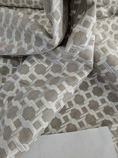 2.1yards Scalamandre Tapestry of Geometric Intricate Latticework Link of Life Design in Neutral Tones