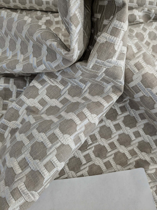 2.1yards Scalamandre Tapestry of Geometric Intricate Latticework Link of Life Design in Neutral Tones