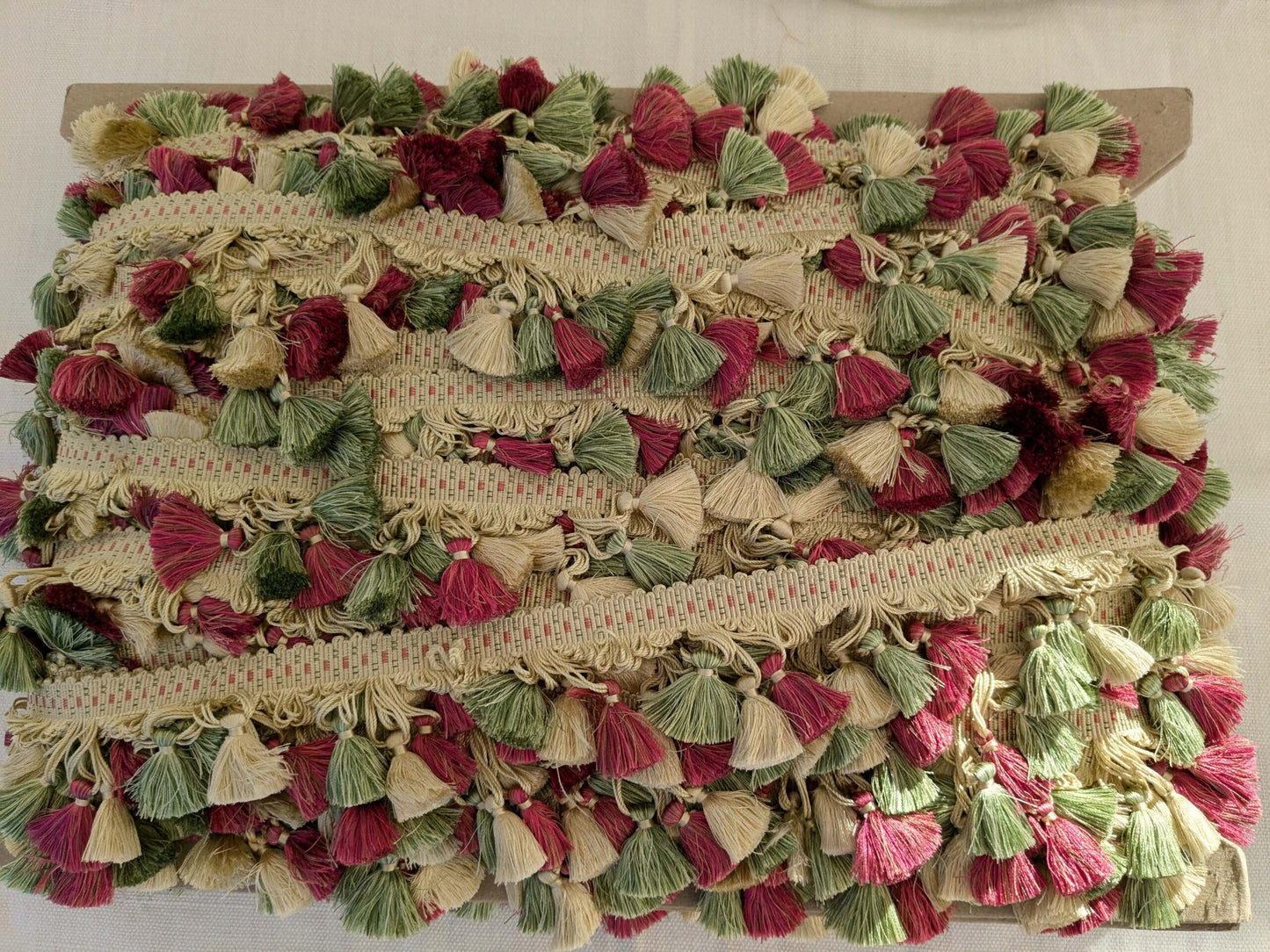 By yard Scalamandre Silk Tassel Fringe Trim Strawberry Field Red Pink Green Beige Fairy Tale 1-Ev49