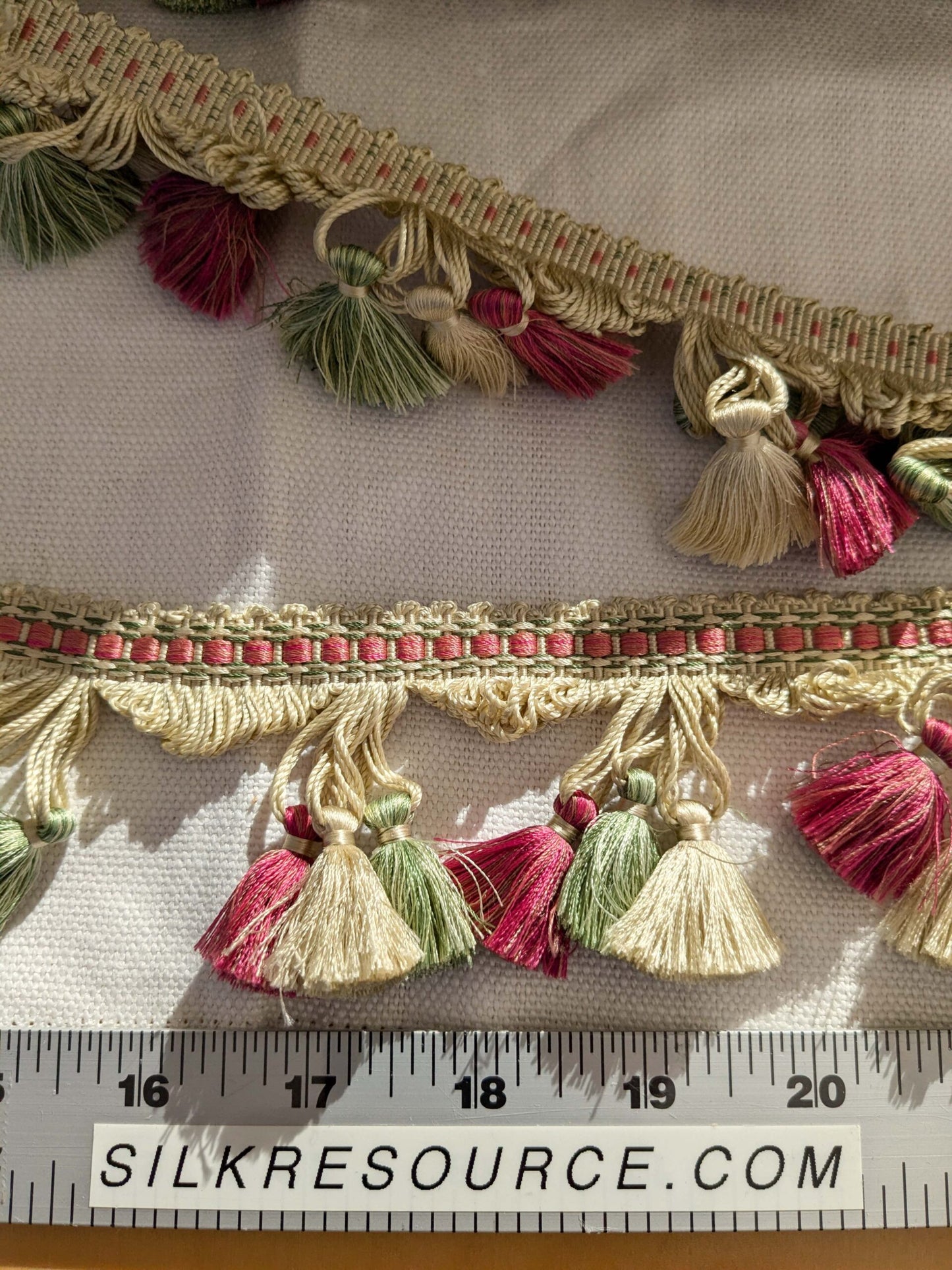 By yard Scalamandre Silk Tassel Fringe Trim Strawberry Field Red Pink Green Beige Fairy Tale 1-Ev49