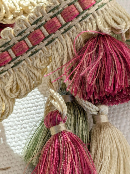 By yard Scalamandre Silk Tassel Fringe Trim Strawberry Field Red Pink Green Beige Fairy Tale 1-Ev49
