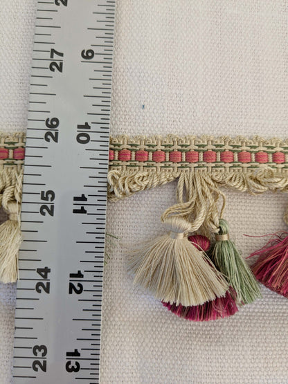 By yard Scalamandre Silk Tassel Fringe Trim Strawberry Field Red Pink Green Beige Fairy Tale 1-Ev49