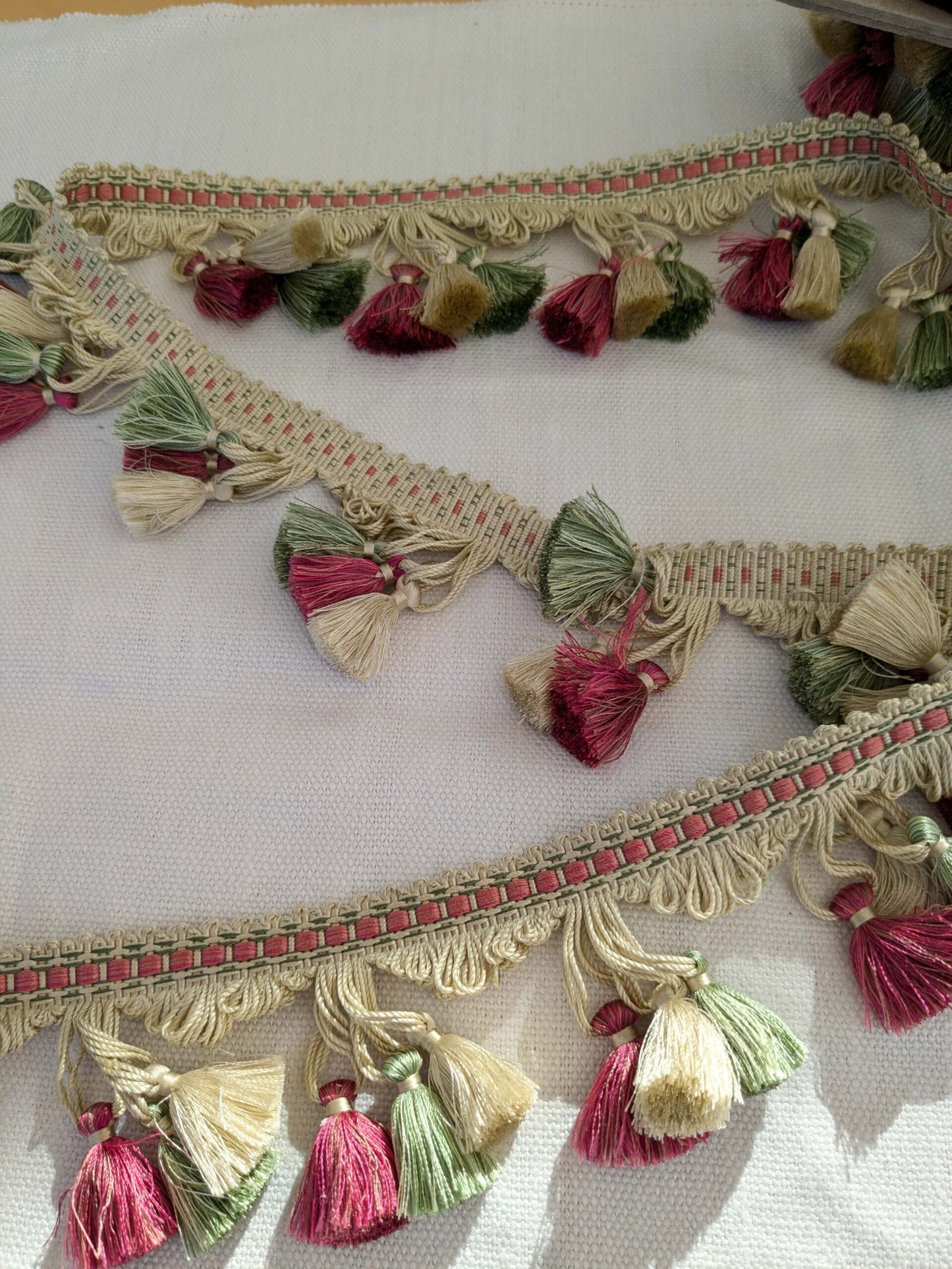 By yard Scalamandre Silk Tassel Fringe Trim Strawberry Field Red Pink Green Beige Fairy Tale 1-Ev49