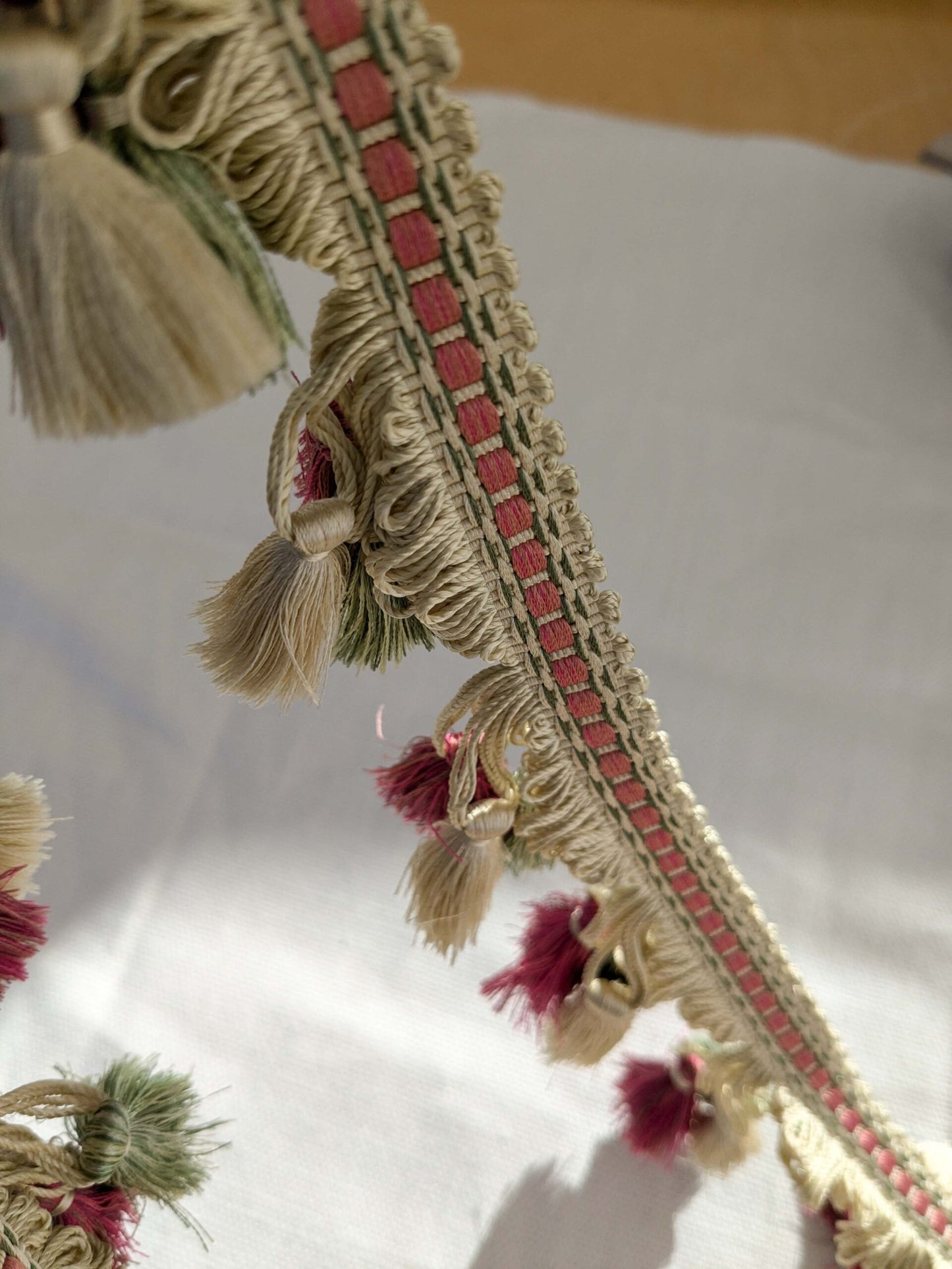 By yard Scalamandre Silk Tassel Fringe Trim Strawberry Field Red Pink Green Beige Fairy Tale 1-Ev49