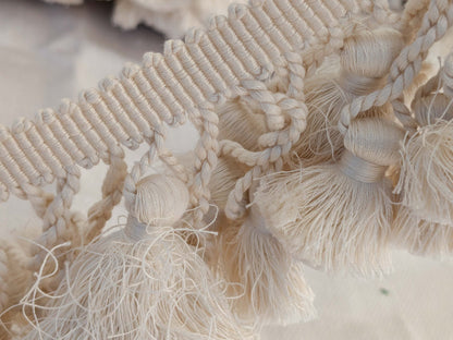 Scalamandre Tassel Fringe Trim White Ivory 2-Ev49