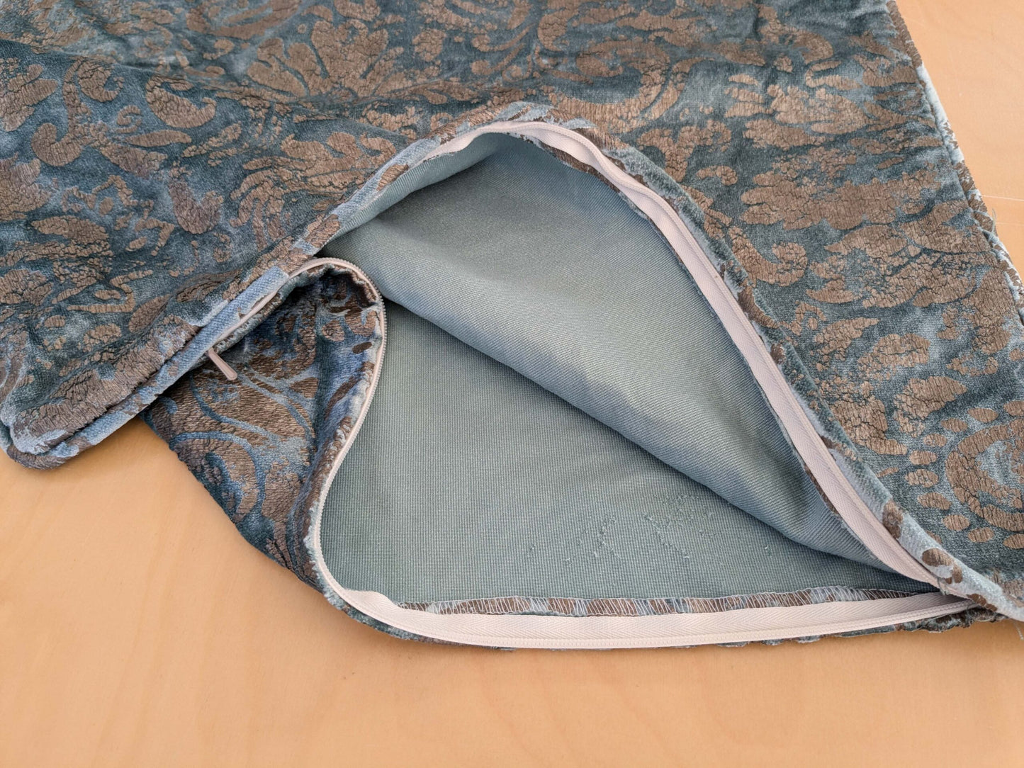 Scalamandre Palladio Velvet Damask Blue Gold Pillow Case Glittering MSRP$459  3-Ev49