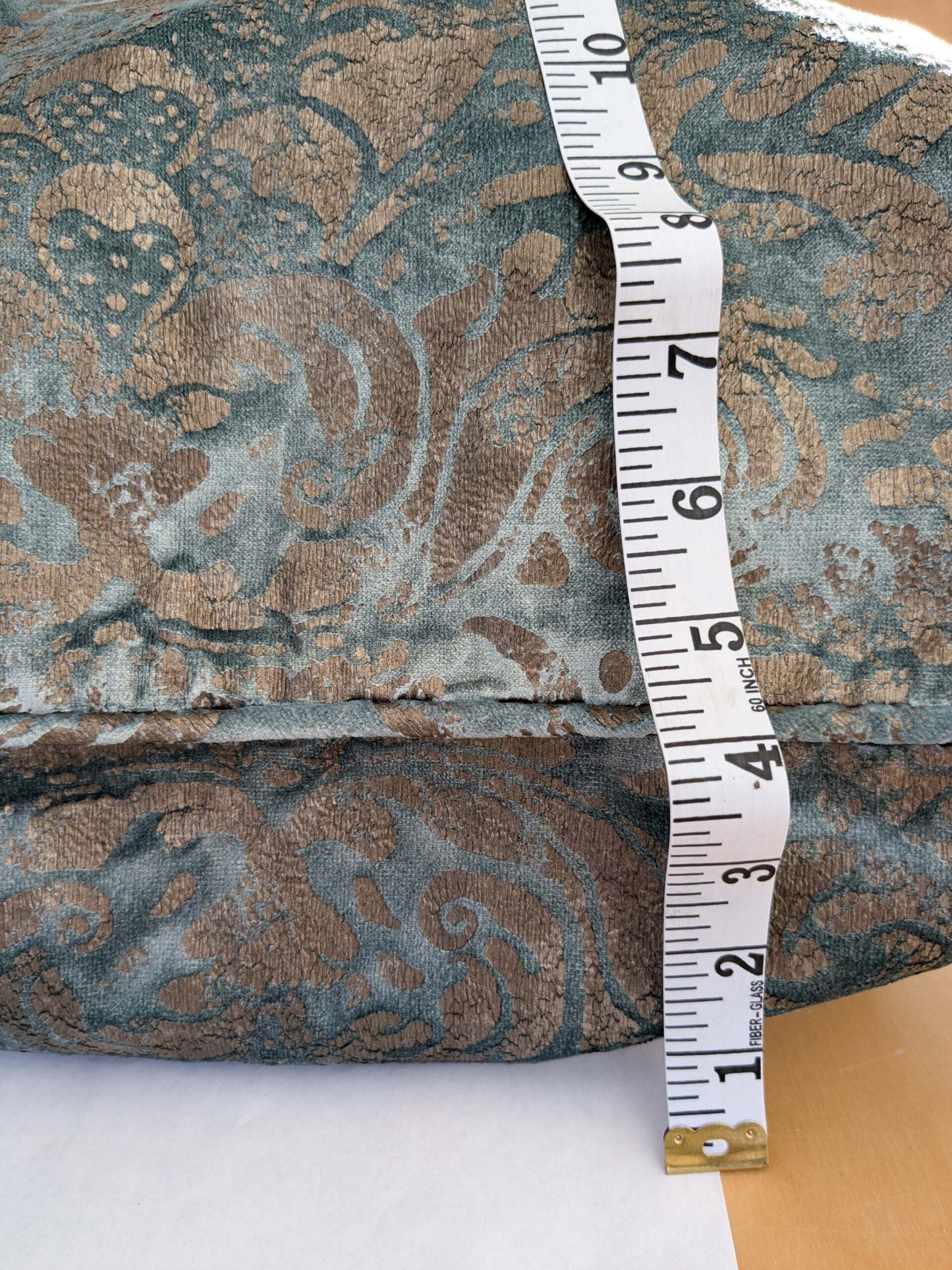 Scalamandre Palladio Velvet Damask Blue Gold Pillow Case Glittering MSRP$459  3-Ev49