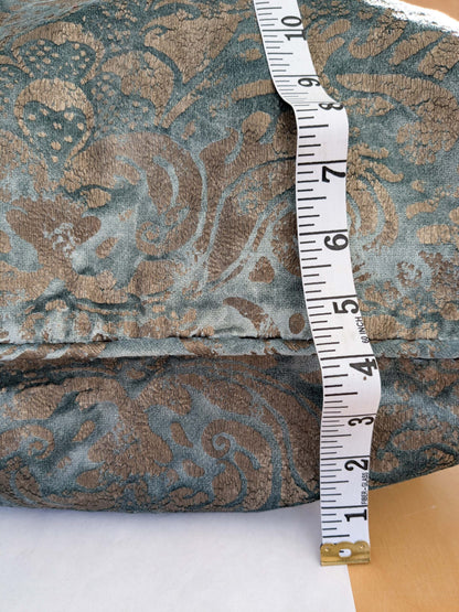 Scalamandre Palladio Velvet Damask Blue Gold Pillow Case Glittering MSRP$459  3-Ev49