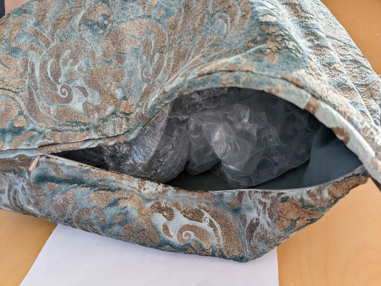 Scalamandre Palladio Velvet Damask Blue Gold Pillow Case Glittering MSRP$459  3-Ev49