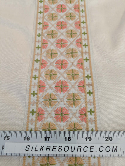 Scalamandre MET Pillow Case Square Elegant Floral Embroidery Cream White 15x22 inches 5-Ev49